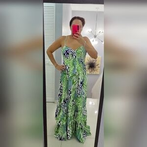 Fashion Nova Green and Blue Maxi Dress